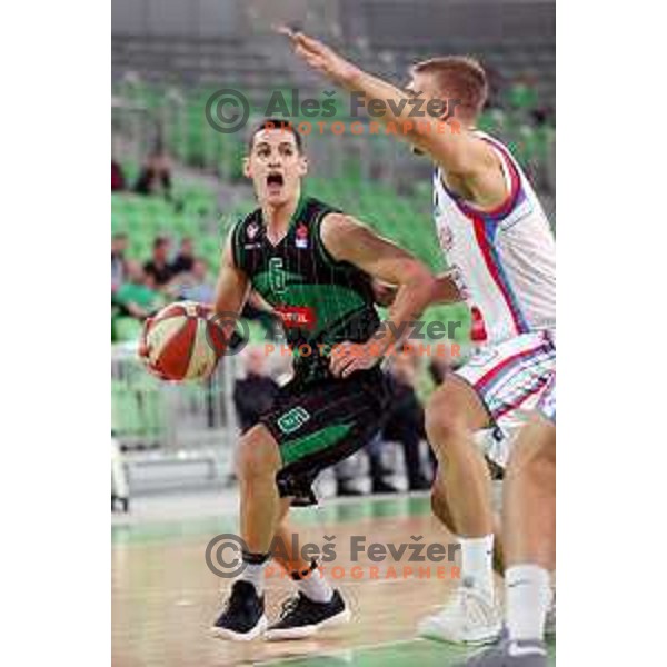 of Petrol Olimpija in action during ABA league basketball match between Petrol Olimpija and Igokea in SRC Stozice, Ljubljana on October 2, 2017