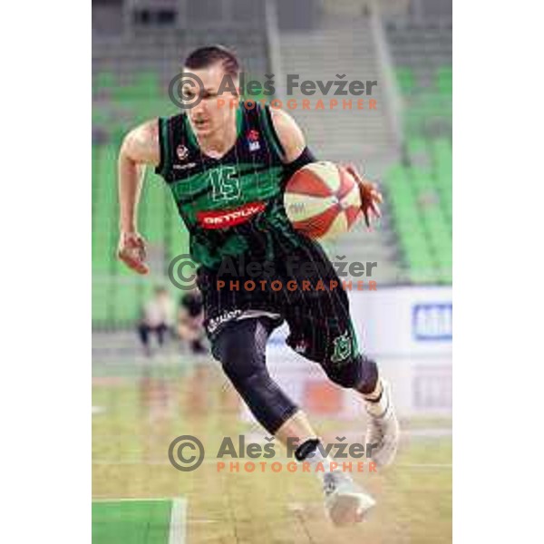 of Petrol Olimpija in action during ABA league basketball match between Petrol Olimpija and Igokea in SRC Stozice, Ljubljana on October 2, 2017