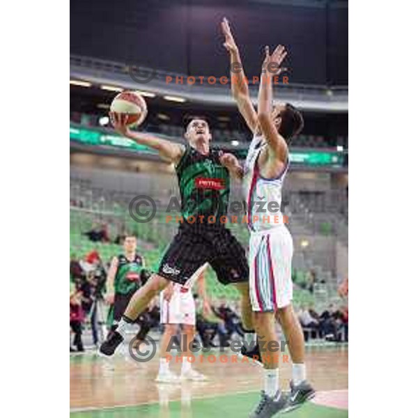 of Petrol Olimpija in action during ABA league basketball match between Petrol Olimpija and Igokea in SRC Stozice, Ljubljana on October 2, 2017