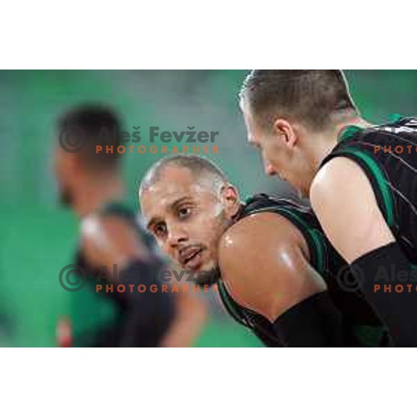 of Petrol Olimpija in action during ABA league basketball match between Petrol Olimpija and Igokea in SRC Stozice, Ljubljana on October 2, 2017