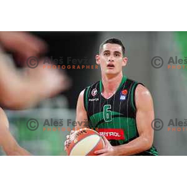of Petrol Olimpija in action during ABA league basketball match between Petrol Olimpija and Igokea in SRC Stozice, Ljubljana on October 2, 2017