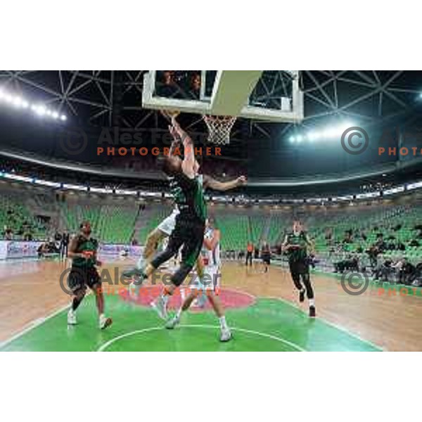 of Petrol Olimpija in action during ABA league basketball match between Petrol Olimpija and Igokea in SRC Stozice, Ljubljana on October 2, 2017