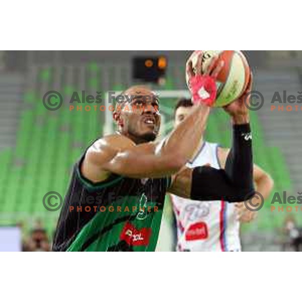 of Petrol Olimpija in action during ABA league basketball match between Petrol Olimpija and Igokea in SRC Stozice, Ljubljana on October 2, 2017