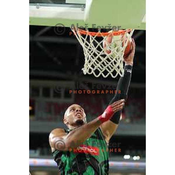 of Petrol Olimpija in action during ABA league basketball match between Petrol Olimpija and Igokea in SRC Stozice, Ljubljana on October 2, 2017