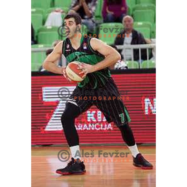 of Petrol Olimpija in action during ABA league basketball match between Petrol Olimpija and Igokea in SRC Stozice, Ljubljana on October 2, 2017