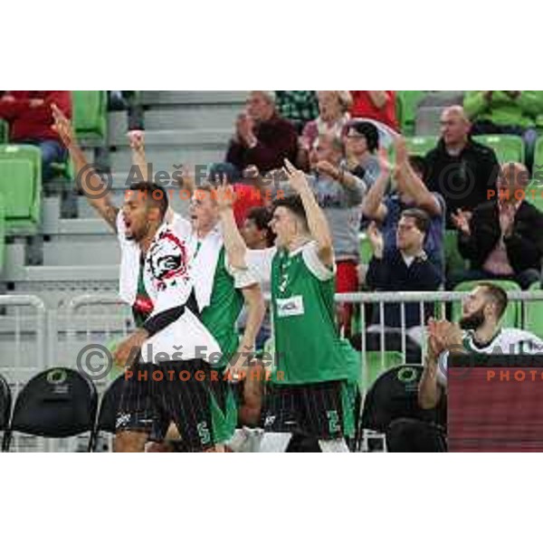of Petrol Olimpija in action during ABA league basketball match between Petrol Olimpija and Igokea in SRC Stozice, Ljubljana on October 2, 2017