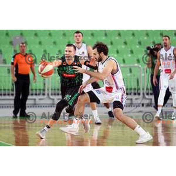 of Petrol Olimpija in action during ABA league basketball match between Petrol Olimpija and Igokea in SRC Stozice, Ljubljana on October 2, 2017