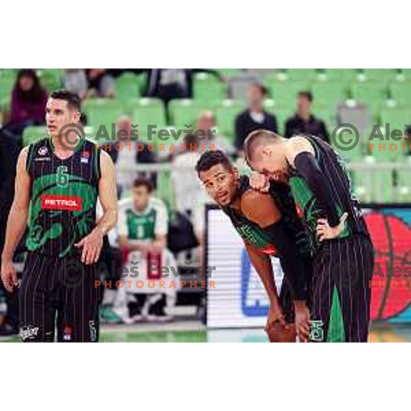 of Petrol Olimpija in action during ABA league basketball match between Petrol Olimpija and Igokea in SRC Stozice, Ljubljana on October 2, 2017