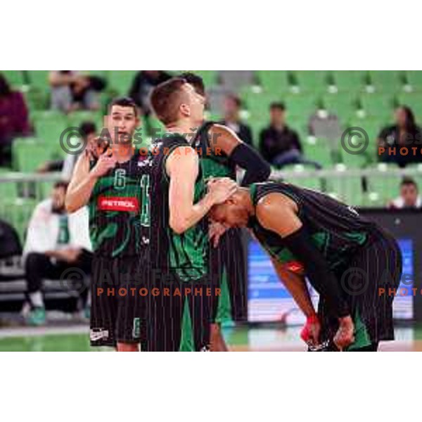 of Petrol Olimpija in action during ABA league basketball match between Petrol Olimpija and Igokea in SRC Stozice, Ljubljana on October 2, 2017