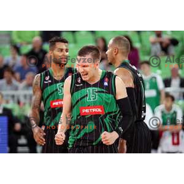 of Petrol Olimpija in action during ABA league basketball match between Petrol Olimpija and Igokea in SRC Stozice, Ljubljana on October 2, 2017