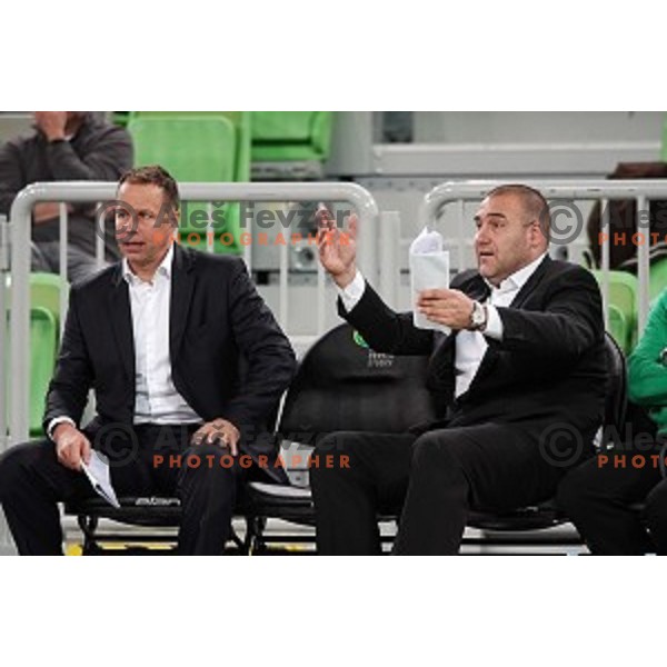 of Petrol Olimpija in action during ABA league basketball match between Petrol Olimpija and Igokea in SRC Stozice, Ljubljana on October 2, 2017