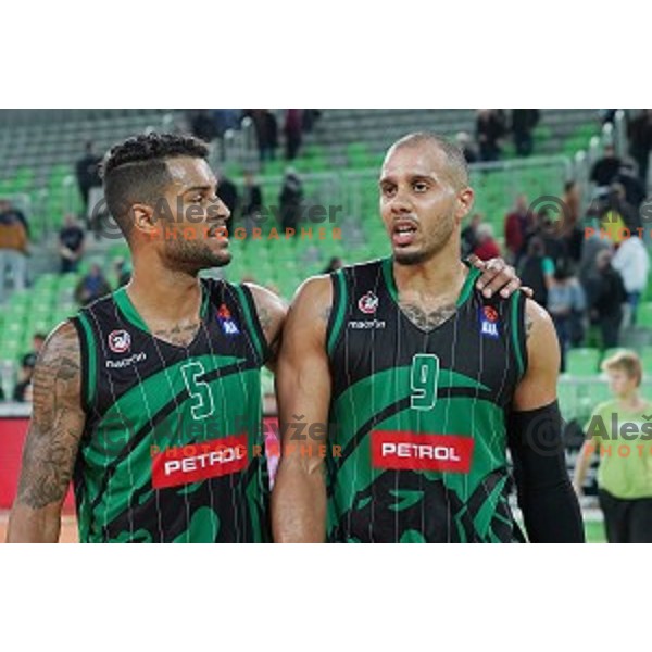 of Petrol Olimpija in action during ABA league basketball match between Petrol Olimpija and Igokea in SRC Stozice, Ljubljana on October 2, 2017