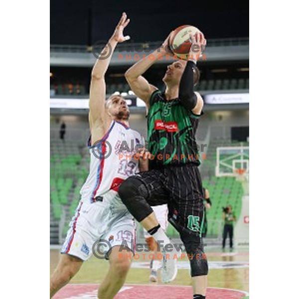 of Petrol Olimpija in action during ABA league basketball match between Petrol Olimpija and Igokea in SRC Stozice, Ljubljana on October 2, 2017