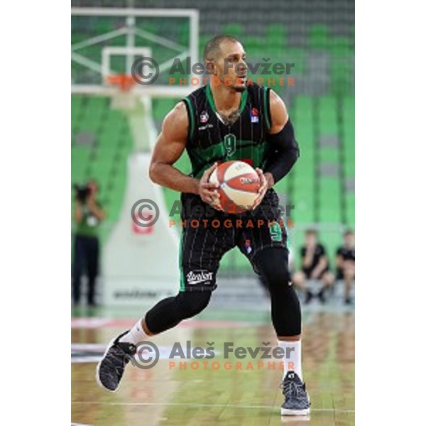of Petrol Olimpija in action during ABA league basketball match between Petrol Olimpija and Igokea in SRC Stozice, Ljubljana on October 2, 2017