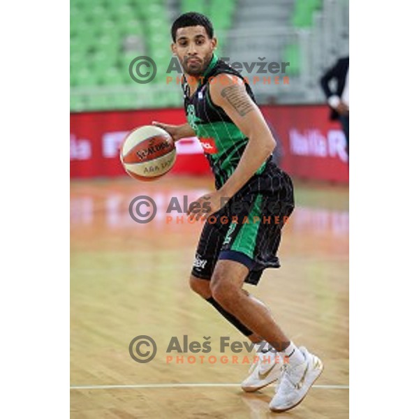 of Petrol Olimpija in action during ABA league basketball match between Petrol Olimpija and Igokea in SRC Stozice, Ljubljana on October 2, 2017