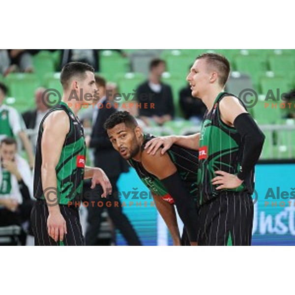 of Petrol Olimpija in action during ABA league basketball match between Petrol Olimpija and Igokea in SRC Stozice, Ljubljana on October 2, 2017
