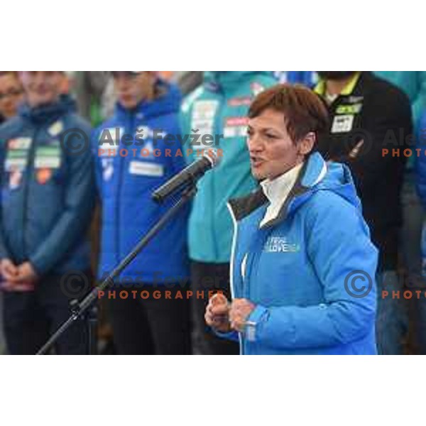 Maja Makovec Brencic at Slovenia Ski teams presentation at Pokljuka on October 4, 2017