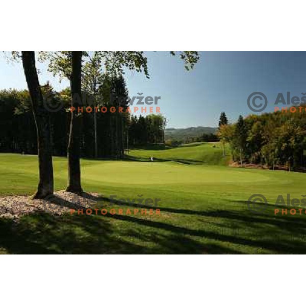 Green of second hole, Otocec golf course 