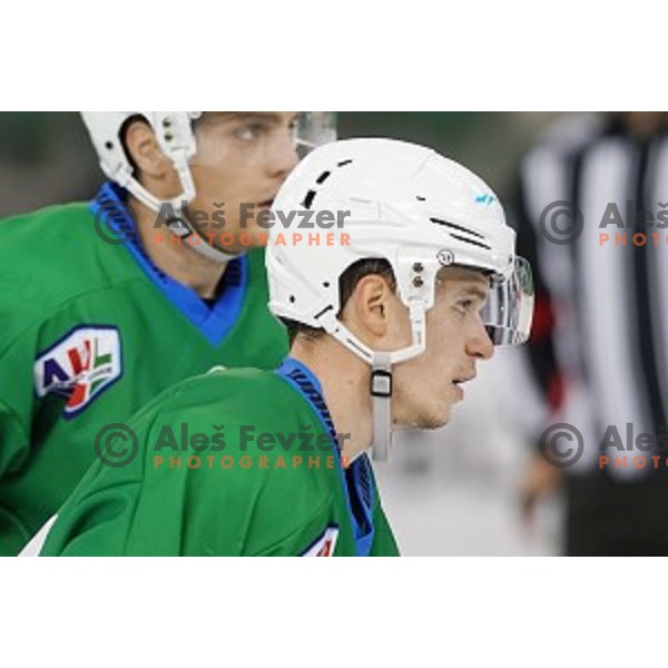of SZ Olimpija in action during Alps League ice-hockey match between SZ Olimpija and KAC 2 in Tivoli Hall, Ljubljana, Slovenia on October 4, 2017