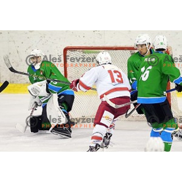 Robert Kristan of SZ Olimpija in action during Alps League ice-hockey match between SZ Olimpija and KAC 2 in Tivoli Hall, Ljubljana, Slovenia on October 4, 2017