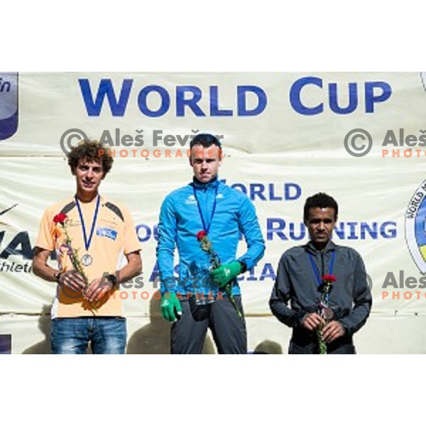 Cesare Maestri, Johan Bugge, Abraham Filimon during the 38.Smarna gora race, WMRA World Cup Final, 07.10.2017 , Smarna Gora, Ljubljana, Slovenia
