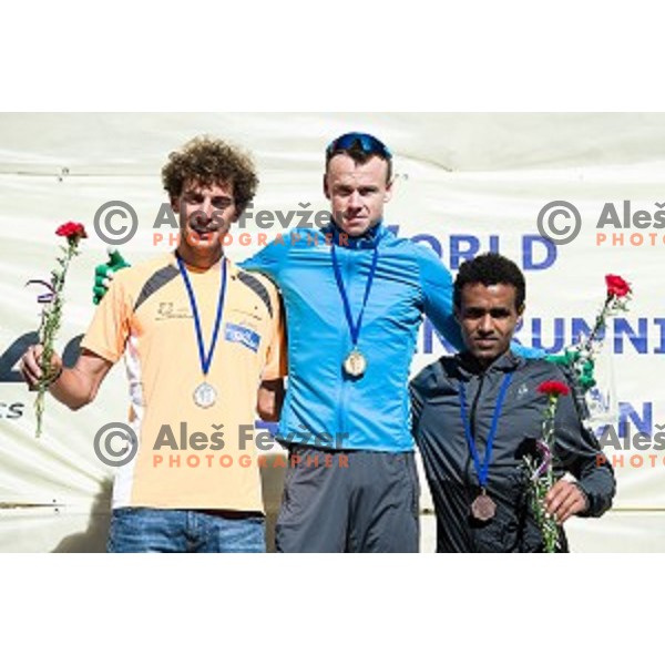 Cesare Maestri, Johan Bugge, Abraham Filimon during the 38.Smarna gora race, WMRA World Cup Final, 07.10.2017 , Smarna Gora, Ljubljana, Slovenia