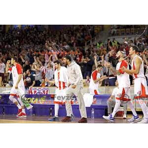 of Petrol Olimpija in action during ABA league basketball match between Petrol Olimpija and Crvena Zvezda in Tivoli Hall, Ljubljana on October 8, 2017