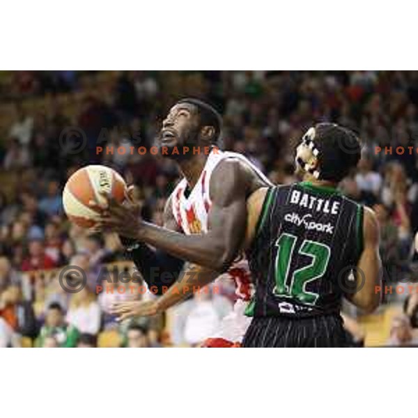 Talor Battle of Petrol Olimpija in action during ABA league basketball match between Petrol Olimpija and Crvena Zvezda in Tivoli Hall, Ljubljana on October 8, 2017