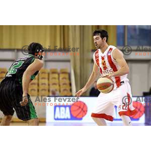 of Petrol Olimpija in action during ABA league basketball match between Petrol Olimpija and Crvena Zvezda in Tivoli Hall, Ljubljana on October 8, 2017
