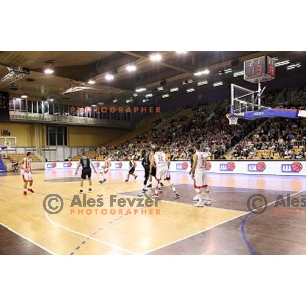 of Petrol Olimpija in action during ABA league basketball match between Petrol Olimpija and Crvena Zvezda in Tivoli Hall, Ljubljana on October 8, 2017