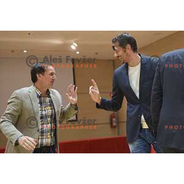 Rade Mijanovic and Jurica Golemac at KZS press conference before start of Nova KBM League 2017/2018 in Ljubljana, Slovenia on October 13, 2017
