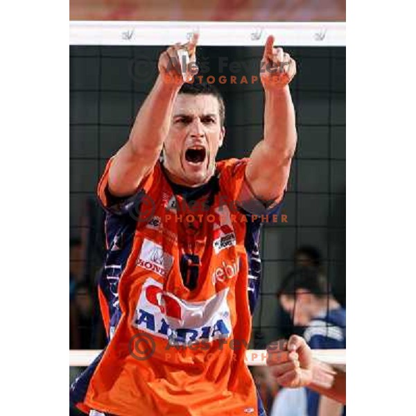 Mitja Gasparini at volleyballl game ACH Volley Bled-Paris Volley in Indesit European Champions league, played in Ljubljana, Slovenia 12.12.2007. Photo by Ales Fevzer 