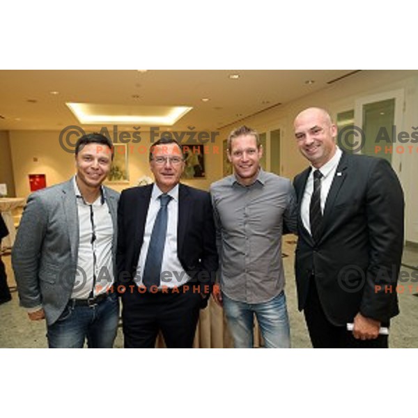 Primoz sulic, Andrej Jelenc, Benjamin Savsek and Blaz Perko at 26th Anniversary of Slovenia Olympic Committee in Hotel Union, Ljubljana on October 13, 2017
