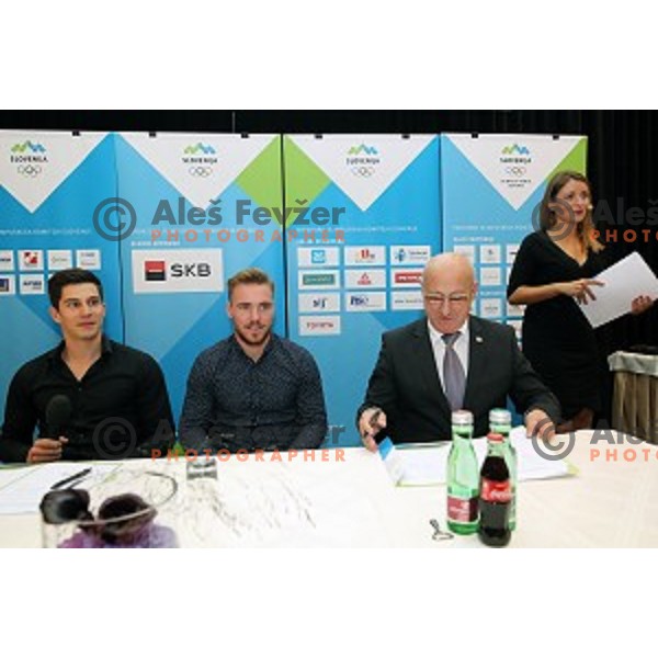 Zan Kranjec, Miha Hrobat and Bogdan Gabrovec at 26th Anniversary of Slovenia Olympic Committee in Hotel Union, Ljubljana on October 13, 2017
