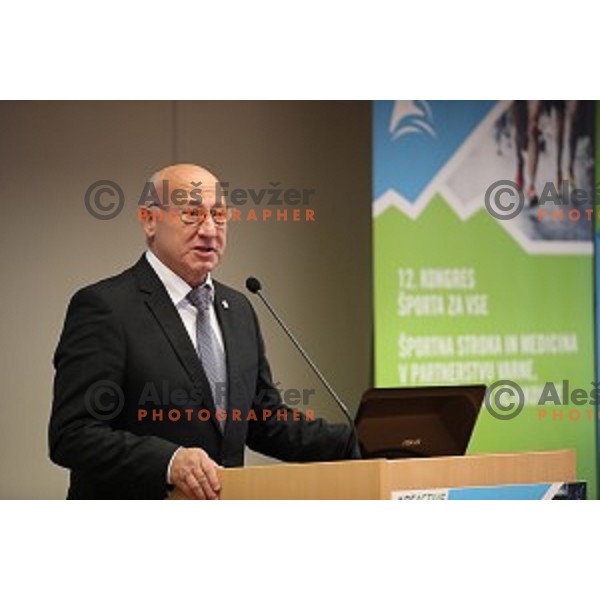 Bogdan Gabrovec gives a speech during Congress of Sport for Everybody in Ljubljana, Slovenia on October 13, 2017