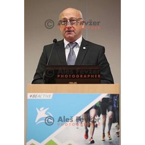 Bogdan Gabrovec gives a speech during Congress of Sport for Everybody in Ljubljana, Slovenia on October 13, 2017