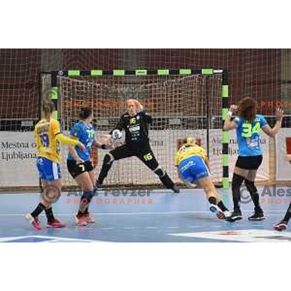 Misa Marincek of Krim in action during EHF Womens champions league match between Krim Mercator and Nykobing in Ljubljana, Slovenia on October 14, 2017