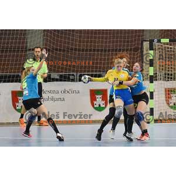 Krim in action during EHF Womens champions league match between Krim Mercator and Nykobing in Ljubljana, Slovenia on October 14, 2017