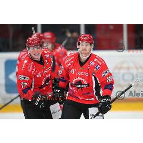 action during Alps League ice-hockey match between SIJ Acroni Jesenice and SZ Olimpija in Podmezakla Hall, Jesenice, Slovenia on October 14, 2017