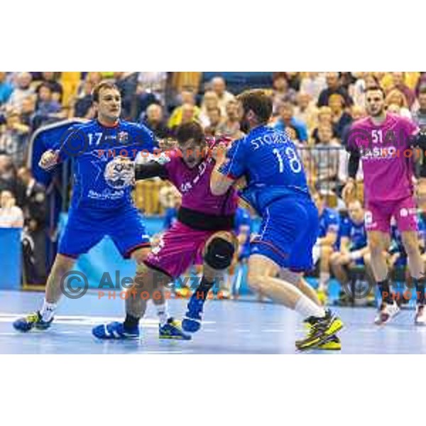 Celje’s Kristian Beciri (80) in action during EHF Champions League match between Celje PL (Slovenia) and Meshkov Brest (Belarus) in Zlatorog Hall, Celje on October 14th, 2017