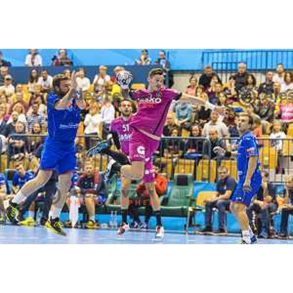Celje’s Jaka Malus (5) in action during EHF Champions League match between Celje PL (Slovenia) and Meshkov Brest (Belarus) in Zlatorog Hall, Celje on October 14th, 2017 