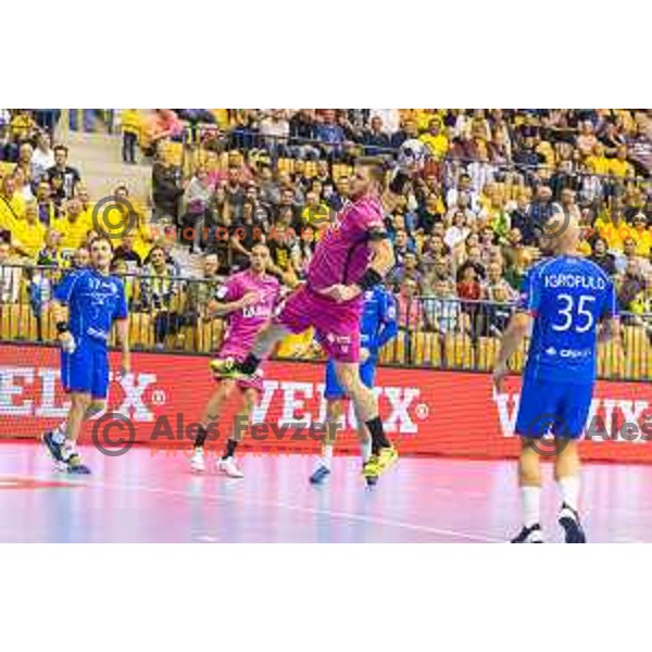 Celje’s Matic Suholeznik (10) in action during EHF Champions League match between Celje PL (Slovenia) and Meshkov Brest (Belarus) in Zlatorog Hall, Celje on October 14th, 2017