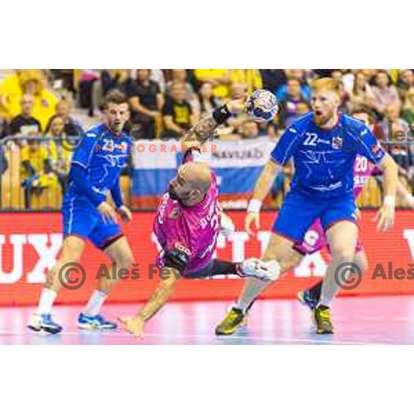 Celje’s Igor Anic (39) in action during EHF Champions League match between Celje PL (Slovenia) and Meshkov Brest (Belarus) in Zlatorog Hall, Celje on October 14th, 2017 