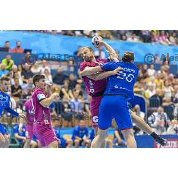 Celje’s Ziga Mlakar (55) in action during EHF Champions League match between Celje PL (Slovenia) and Meshkov Brest (Belarus) in Zlatorog Hall, Celje on October 14th, 2017