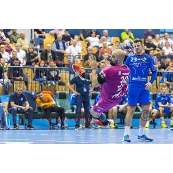 Celje’s Igor Anic (39) in action during EHF Champions League match between Celje PL (Slovenia) and Meshkov Brest (Belarus) in Zlatorog Hall, Celje on October 14th, 2017 