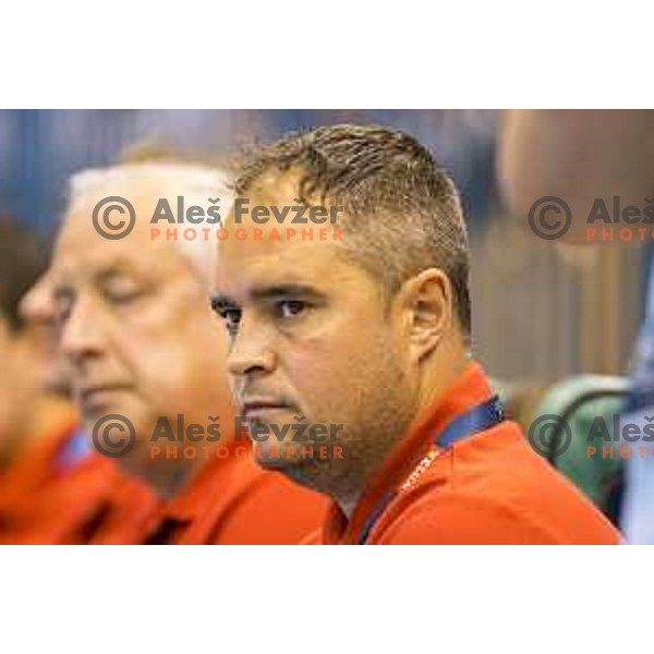 Celje’s head coach Branko Tamse in action during EHF Champions League match between Celje PL (Slovenia) and Meshkov Brest (Belarus) in Zlatorog Hall, Celje on October 14th, 2017