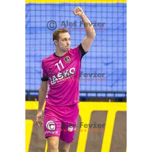 Celje’s Gal Marguc (11) in action during EHF Champions League match between Celje PL (Slovenia) and Meshkov Brest (Belarus) in Zlatorog Hall, Celje on October 14th, 2017
