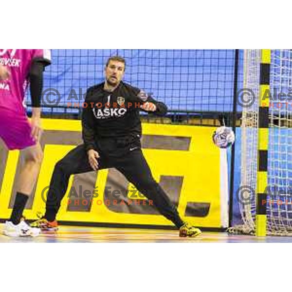 Celje’s Urban Lesjak (1) in action during EHF Champions League match between Celje PL (Slovenia) and Meshkov Brest (Belarus) in Zlatorog Hall, Celje on October 14th, 2017 