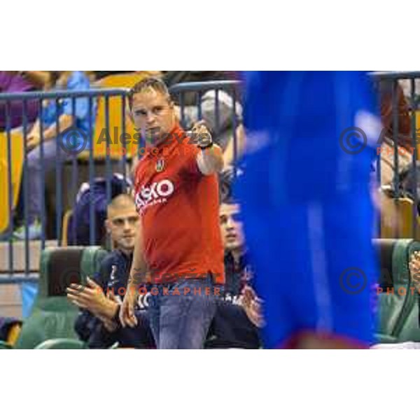 Celje’s head coach Branko Tamse in action during EHF Champions League match between Celje PL (Slovenia) and Meshkov Brest (Belarus) in Zlatorog Hall, Celje on October 14th, 2017