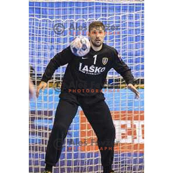 Celje’s Urban Lesjak (1) in action during EHF Champions League match between Celje PL (Slovenia) and Meshkov Brest (Belarus) in Zlatorog Hall, Celje on October 14th, 2017 